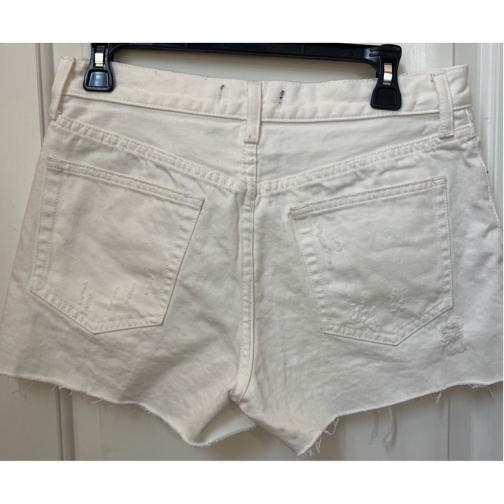 Free People White Out Distressed Denim Shorts High Rise Button Fly  29 - Picture 8 of 8